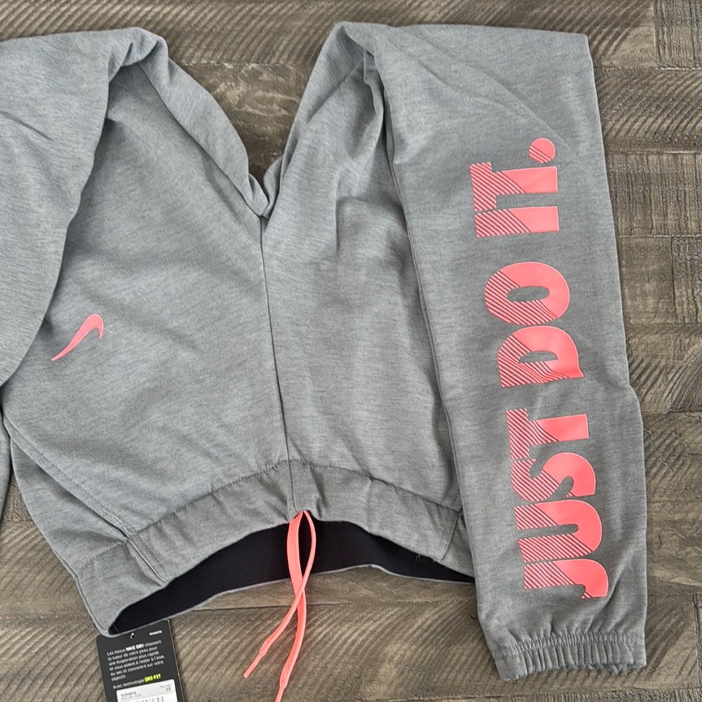 Nike Gray Track Pants with Drawstring Waistband and Tapered Legs - Picture 5 of 6